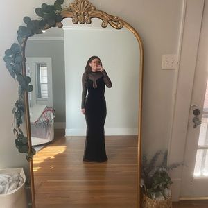 Miss Circle, NWT, Black Mesh/Velvet Gown, Color: Black, Size: M